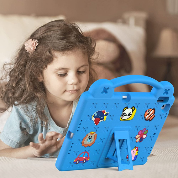 Παιδική θήκη για iPad 10.2" 2021/2020/2019 (9/8/7 gen.) / Air 10.5" 2019 (3 gen.), Cute Patterns, με βάση, μπλε