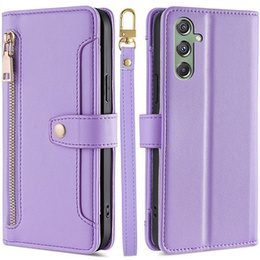Θήκη με πτερύγιο για Samsung Galaxy M34, Wallet Zipper Pocket, μωβ
