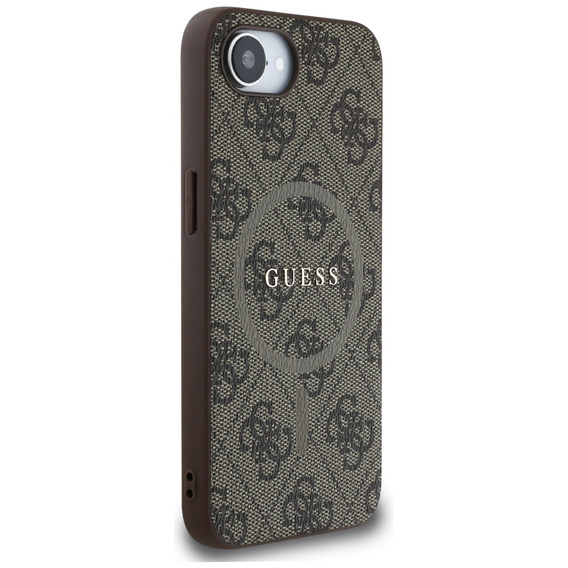 GUESS Θήκη για iPhone 16E, 4G Ring Classic Logo, καφέ