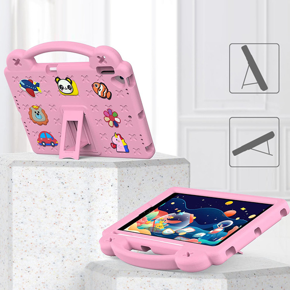 Παιδική θήκη για iPad 10.2" 2021/2020/2019 (9/8/7 gen.) / Air 10.5" 2019 (3 gen.), Cute Patterns, με βάση, ροζ