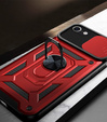 Θωρακισμένη θήκη για iPhone 16E, CamShield Slide, κόκκινη + Μετριασμένο γυαλί 9H