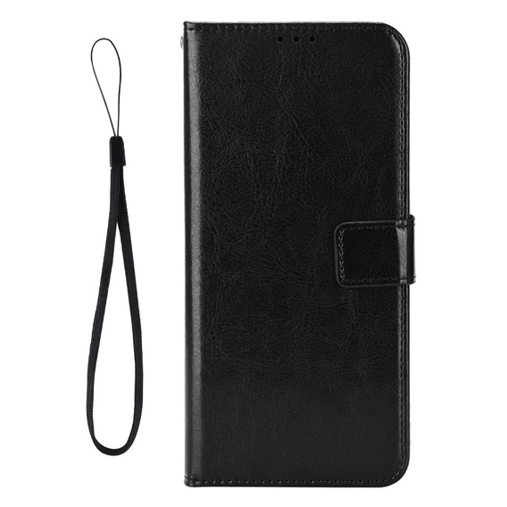 Θήκη με πτερύγιο για Xiaomi Poco F7 Pro, Crazy Horse Wallet, μαύρη