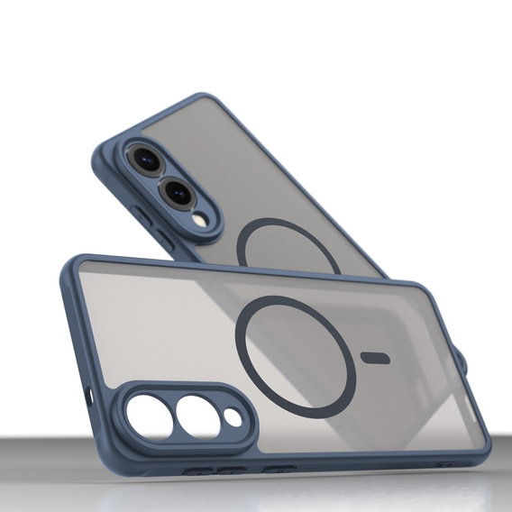 Θήκη για Samsung Galaxy S25 Edge, Kickstand Matt Case, για MagSafe, μπλε + Γυαλί οθόνης