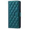θήκη πτερύγιο για Xiaomi Redmi Note 13 Pro 4G / Xiaomi Redmi Note 14S / Xiaomi Poco M6 Pro 4G, Rhombus Crossbody Leather, σκούρα πράσινη
