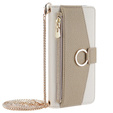 θήκη Wallet Zipper Pocket flip για το Oppo Reno 10 / 10 Pro, Wallet Zipper Pocket, με καθρέφτη, λευκή