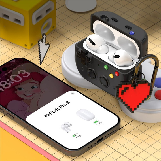 Θήκη ρετρό κονσόλας με ετικέτα καρδιάς για τα AirPods Pro 3