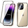 θήκη για το iPhone 14 Pro, Magnetic Dual Glass, χρυσή