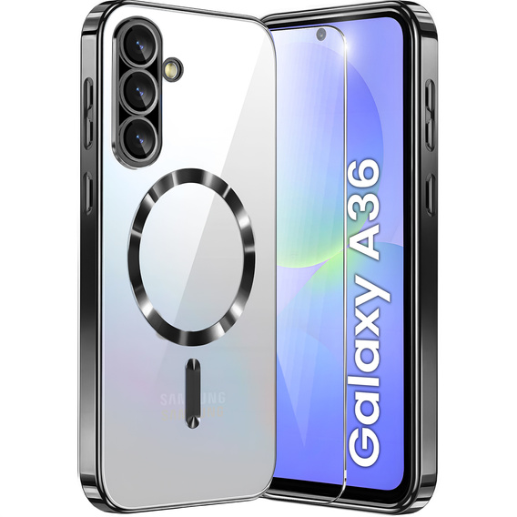 Θήκη για Samsung Galaxy A36, Electro MagSafe, μαύρη + Γυαλί για την οθόνη
