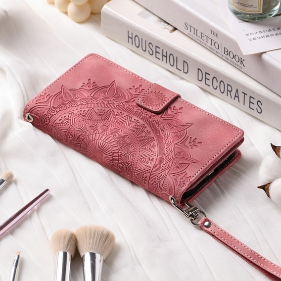 Θήκη με πτερύγιο για Xiaomi Redmi Note 13 Pro 4G / Xiaomi Redmi Note 14S / Xiaomi Poco M6 Pro 4G, Mandala, ροζ rose gold