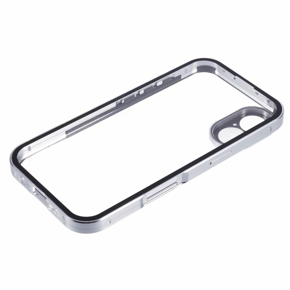 θήκη για το iPhone 16, Magnetic Dual Glass, ασημένια