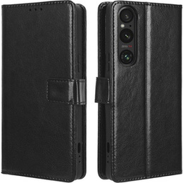 Θήκη με πτερύγιο για Sony Xperia 1 V, Crazy Horse Wallet, μαύρη