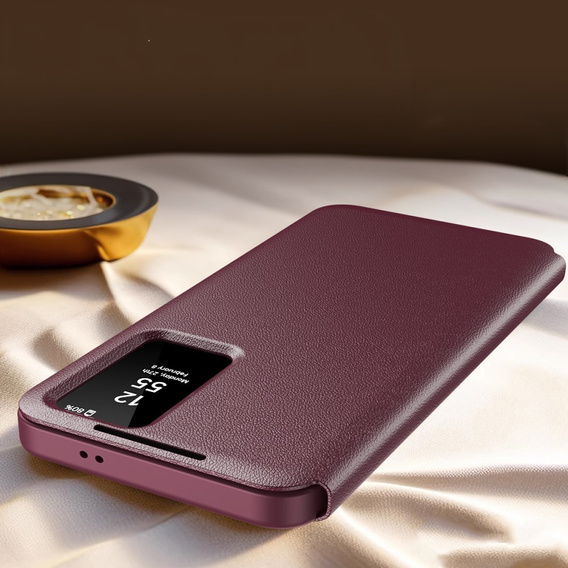 Αναδιπλούμενη θήκη για Samsung Galaxy S25+ Plus, Smart View Wallet, μπορντό