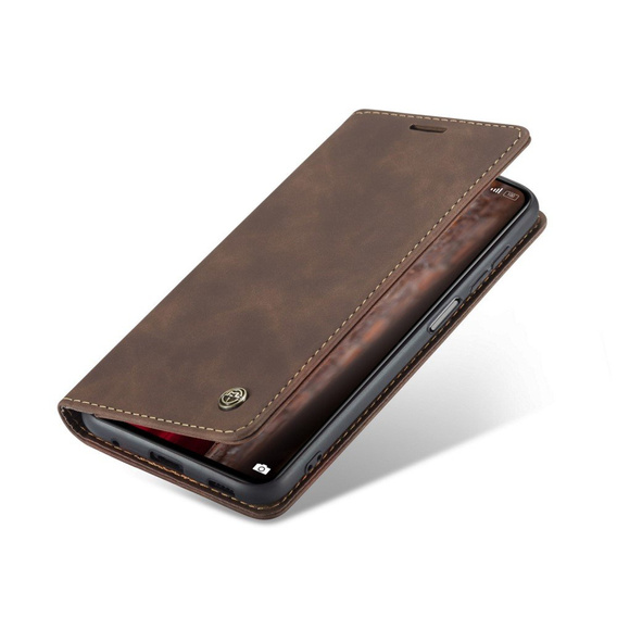 θήκη CASEME για Xiaomi Redmi Note 10 Pro, Leather Wallet Case, καφές