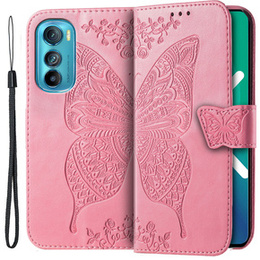 Θήκη με πτερύγιο για Motorola Edge 30, Butterfly, ροζ