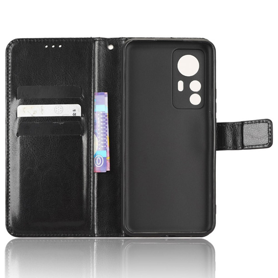 Θήκη με πτερύγιο για Xiaomi 12T, Crazy Horse Wallet, μαύρη