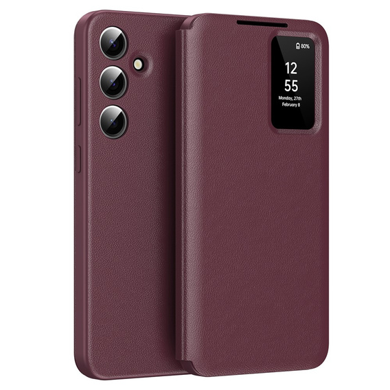 Αναδιπλούμενη θήκη για Samsung Galaxy S24 FE, Smart View Wallet, μπορντό