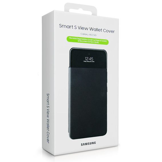 Γνήσια θήκη Samsung για Galaxy A53 5G, S View Wallet Cover, μαύρη