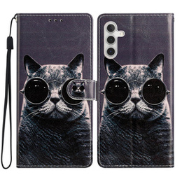 Θήκη με πτερύγιο για Samsung Galaxy A25 5G, Wallet, Cat, μαύρη+ γυαλί 9H