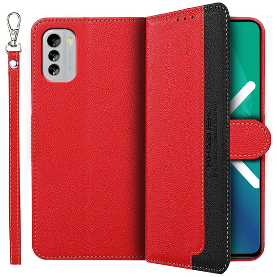 Θήκη με πτερύγιο για Nokia G60 5G, KHAZNEH RFID Case, Dual Color, κόκκινη
