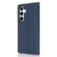 Θήκη με πτερύγιο για Samsung Galaxy S25, Litchi Skin Grain, σκούρο μπλε