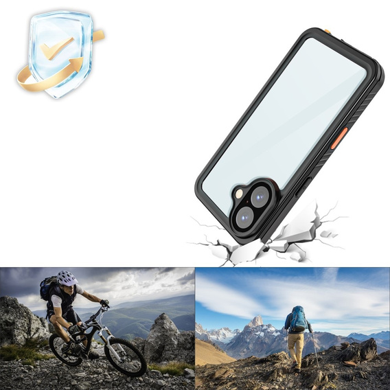 Αδιάβροχη θήκη IP68 για το iPhone 16 Plus, μαύρη