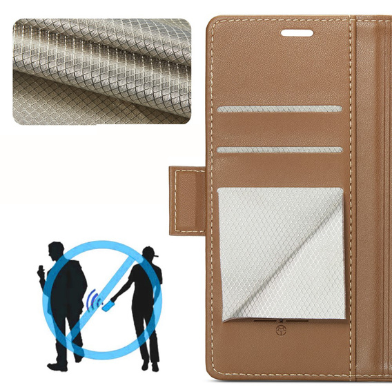 Θήκη για Xiaomi 14T Pro, ERBORD Glossy Litchi, πορτοφόλι με πτερύγιο, καφέ