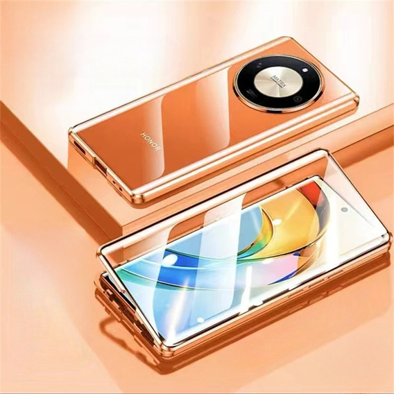 θήκη για το Honor Magic 7 Lite, Magnetic Dual Glass, πορτοκαλί