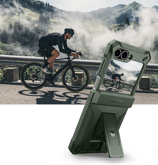 Θωρακισμένη θήκη για Samsung Galaxy Z Flip7 FE / Z Flip6, Dexnor Clip Holder, πράσινη