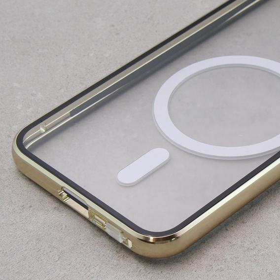 Μαγνητική θήκη MagSafe Dual Glass για Samsung Galaxy S23, χρυσή