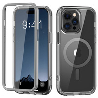 Θήκη για iPhone 16 Pro Max, Shockproof Hybrid, με μεμβράνη οθόνης, για MagSafe, γκρι