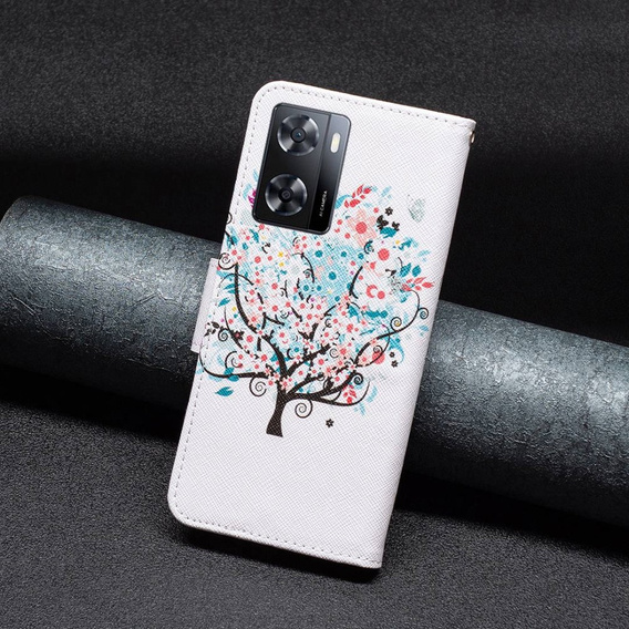 Θήκη με πτερύγιο για OPPO A57 / A57s, Wallet, colorful tree, λευκή