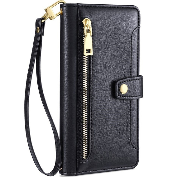 Θήκη με πτερύγιο για iPhone 14, Wallet Zipper Pocket, μαύρη