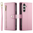 Θήκη με πτερύγιο για Samsung Galaxy S24 FE, Wallet Zipper Pocket, ροζ