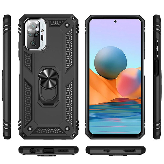 θωρακισμένη θήκη για Xiaomi Redmi Note 10 Pro, Nox Case Ring, μαύρη