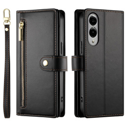 Θήκη με πτερύγιο για Samsung Galaxy S25 Edge, Wallet Zipper Pocket, μαύρη