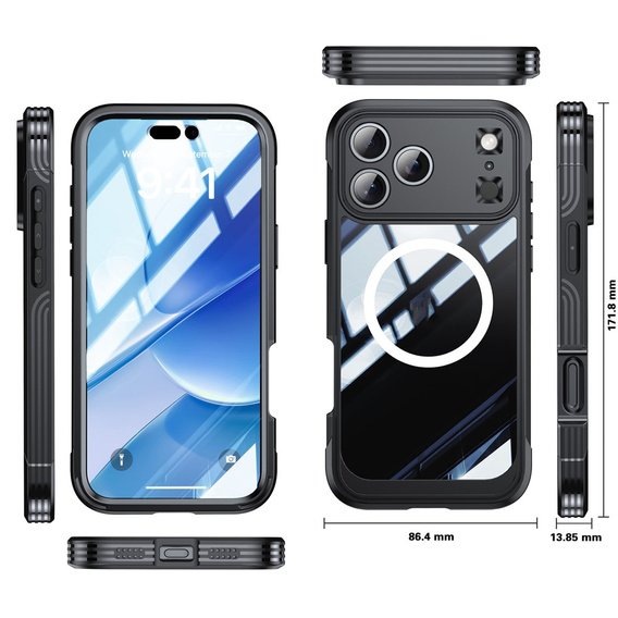 Αδιάβροχη θήκη με γυαλί για MagSafe για iPhone 17 Pro Max