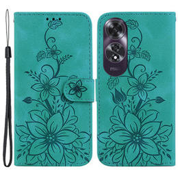 Θήκη με πτερύγιο για Oppo A60, Lily Flower, πράσινη