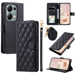 θήκη πτερύγιο για Xiaomi Redmi Note 13 Pro 4G / Xiaomi Redmi Note 14S / Xiaomi Poco M6 Pro 4G, Rhombus Crossbody Leather, μαύρη
