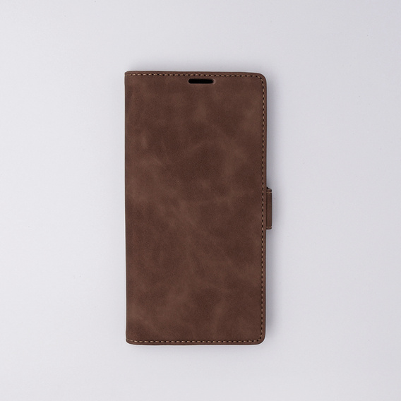 Θήκη για Samsung Galaxy S23 Ultra, ERBORD Vintage, πορτοφόλι με πτερύγιο, καφές