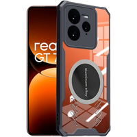 Θήκη για Realme GT 7 Pro, με μαγνητική πλάκα, διαφανής / μαύρη