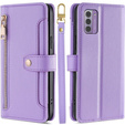 Θήκη με πτερύγιο για Nokia G42, Wallet Zipper Pocket, μωβ