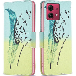 Θήκη με πτερύγιο για Motorola Moto G84 5G, Wallet, feather, μπλε