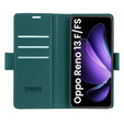 Θήκη για Oppo Reno 13F / Oppo Reno 13FS, ERBORD Glossy Litchi, πορτοφόλι με πτερύγιο, πράσινη