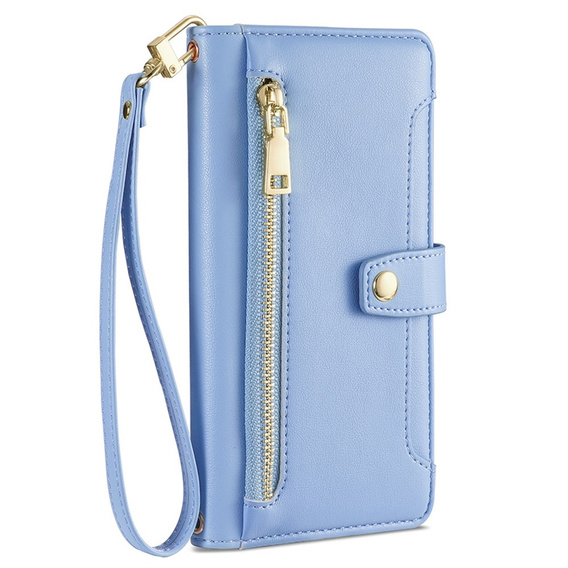 Θήκη με πτερύγιο για Motorola Moto G54 5G, Wallet Zipper Pocket, μπλε