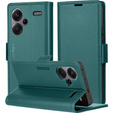 Θήκη για Xiaomi Redmi Note 13 Pro+, ERBORD Glossy Litchi, πορτοφόλι με πτερύγιο, πράσινη