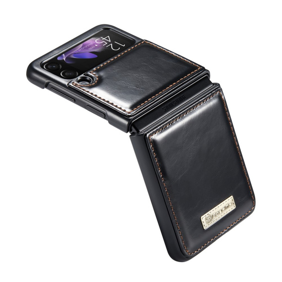 θήκη CASEME για Samsung Galaxy Z Flip 3, Waxy Textured, μαύρη