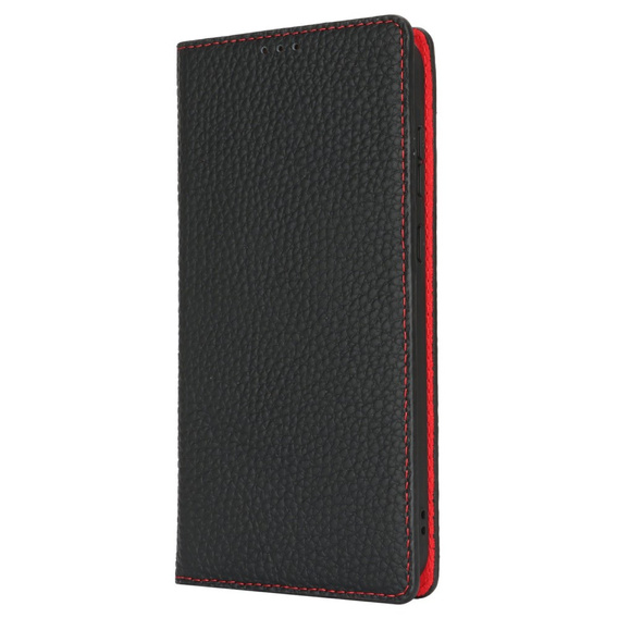 Θήκη με πτερύγιο για Samsung Galaxy S25, Litchi Skin Grain, μαύρη