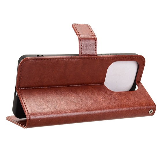Θήκη με πτερύγιο για Xiaomi Redmi Note 14 4G, Crazy Horse Wallet, καφέ
