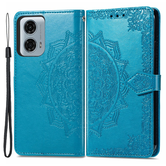Θήκη με πτερύγιο για Motorola Moto G24 / G24 Power / G04, Mandala, μπλε