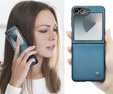 Θήκη για Samsung Galaxy Z Flip7 FE / Z Flip6, CASEME Litchi Leather, μπλε